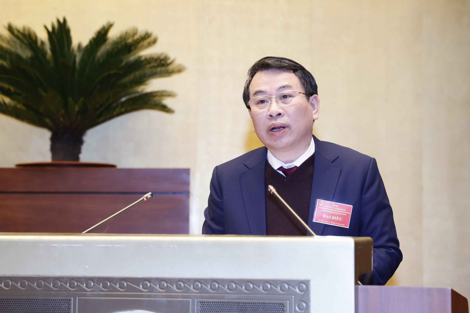 Phó Chủ tịch Thường trực HĐND tỉnh Ninh Bình Bùi Hoàng Hà phát biểu. (Ảnh: Doãn Tấn/TTXVN)