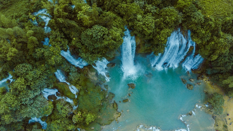 Vẻ đẹp hùng vĩ của thác Bản Giốc. (Ảnh: Trọng Đạt/TTXVN)