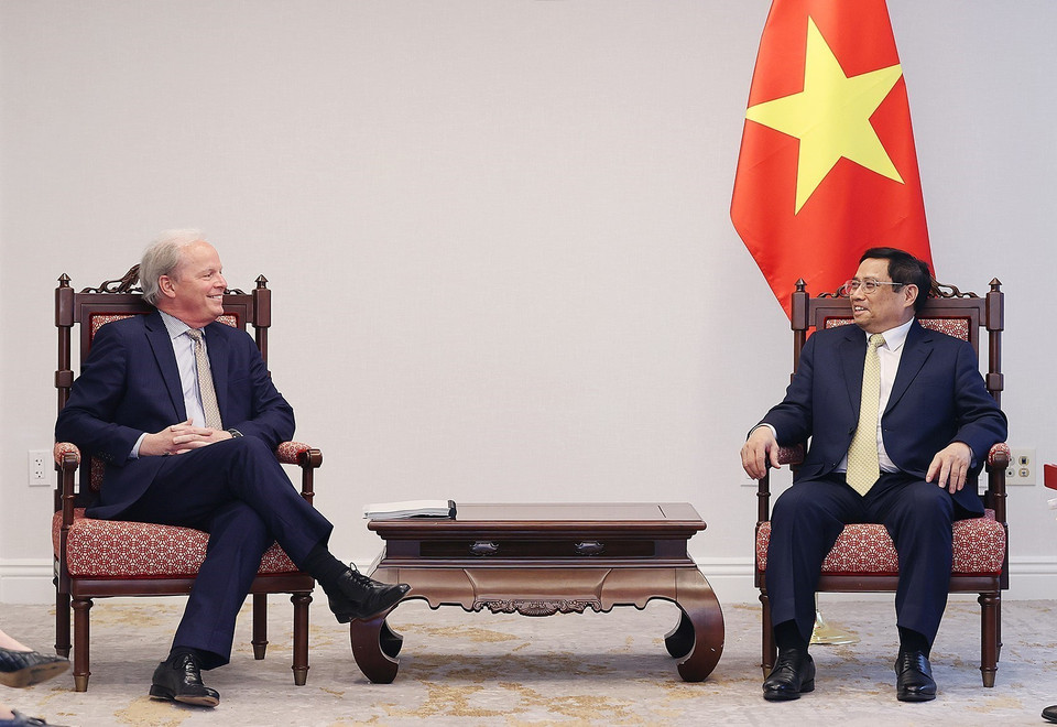 Hình ảnh Thủ tướng Phạm Minh Chính tiếp ông Axel Van Trotsenburg, Tổng Giám đốc điều hành Ngân hàng Thế giới (WB). (Ảnh: Dương Giang/TTXVN) 