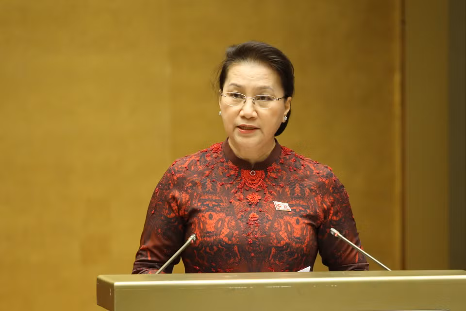 Chủ tịch Quốc hội Nguyễn Thị Kim Ngân phát biểu. (Ảnh: Dương Giang/TTXVN)