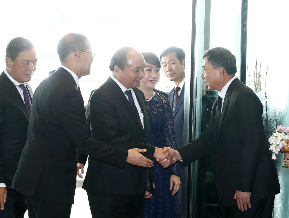 Quang cảnh lễ đón Thủ tướng Nguyễn Xuân Phúc và Phu nhân tại sân bay quân sự Don Mueang, thủ đô Bangkok. (Ảnh: Thống Nhất/TTXVN)