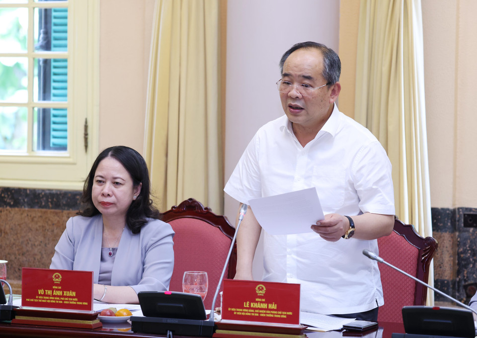 Chủ nhiệm Văn phòng Chủ tịch nước Lê Khánh Hải phát biểu. (Ảnh: Lâm Khánh/ TTXVN)