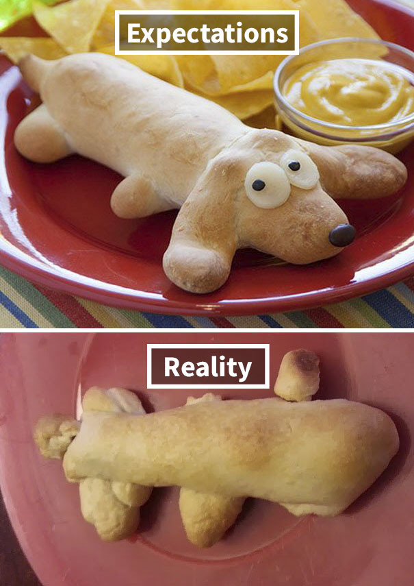 Chỉ có thiên tài mới đoán được con thằn lằn không vảy bên dưới đáng lẽ là chú chó xúc xích ở bên trên. (Nguồn: boredpanda.com)