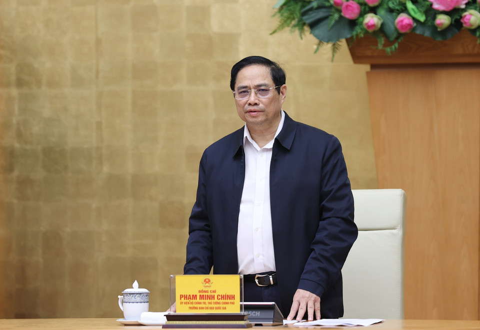 Thủ tướng Phạm Minh Chính chủ trì cuộc họp. (Ảnh: Dương Giang/TTXVN)