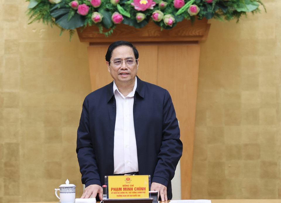 Thủ tướng Phạm Minh Chính chủ trì cuộc họp. (Ảnh: Dương Giang/TTXVN)