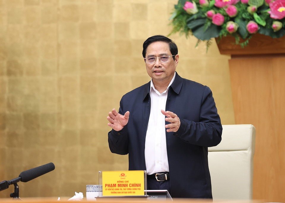 Thủ tướng Phạm Minh Chính phát biểu kết luận cuộc họp. (Ảnh: Dương Giang/TTXVN)