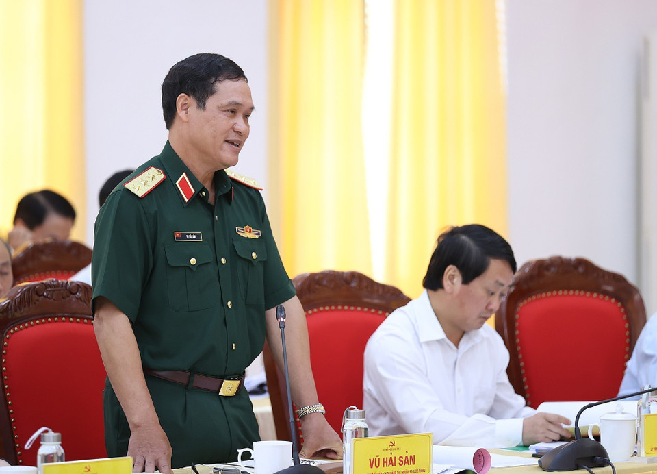 Thượng tướng Vũ Hải Sản, Thứ trưởng Bộ Quốc phòng phát biểu. (Ảnh: Dương Giang/TTXVN)