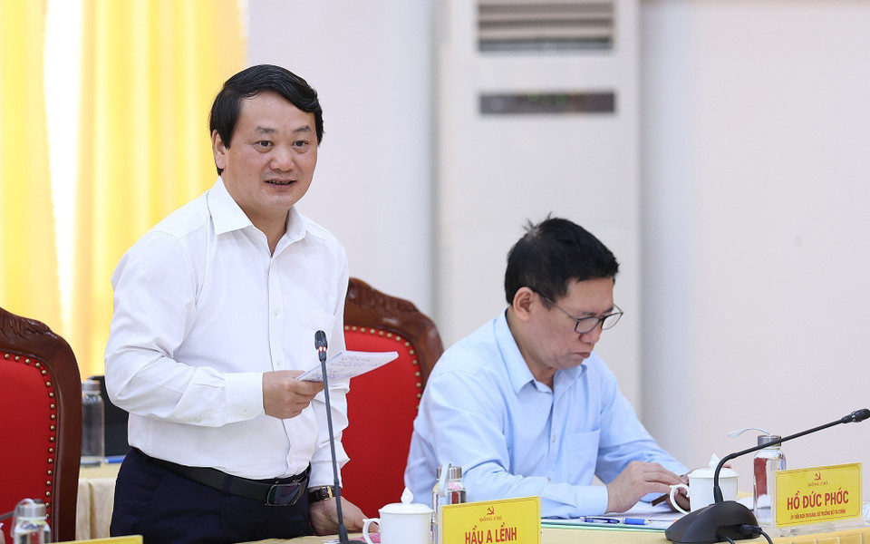 Bộ trưởng, Chủ nhiệm Uỷ ban Dân tộc Hầu A Lềnh phát biểu.(Ảnh: Dương Giang/TTXVN)