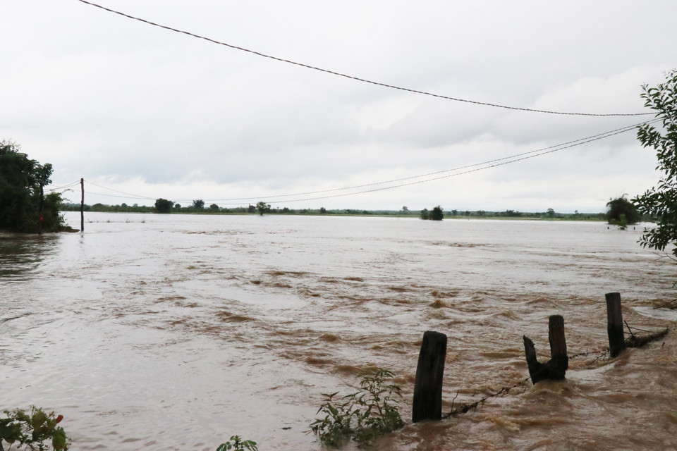 Cánh đồng lúa của người dân xã Ea Rốk, huyện Ea Súp (Đắk Lắk) chìm trong biển nước. (Ảnh: Anh Dũng/TTXVN)