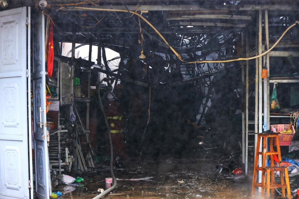 Hiện trường đám cháy. (Ảnh: Tuấn Anh/TTXVN)