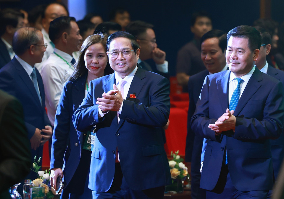 Thủ tướng Phạm Minh Chính dự Lễ công bố sản phẩm đạt Thương hiệu Quốc gia Việt Nam lần thứ 9 năm 2024. (Ảnh: Dương Giang/TTXVN)