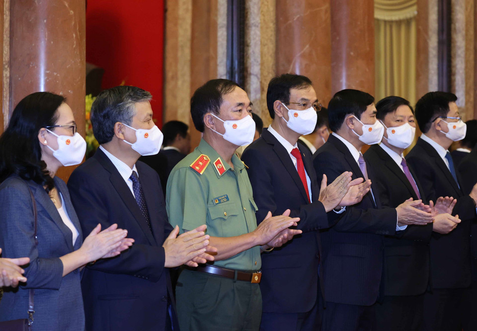 Đại diện các bộ, ban, ngành tham dự buổi lễ. (Ảnh: Thống Nhất/TTXVN)