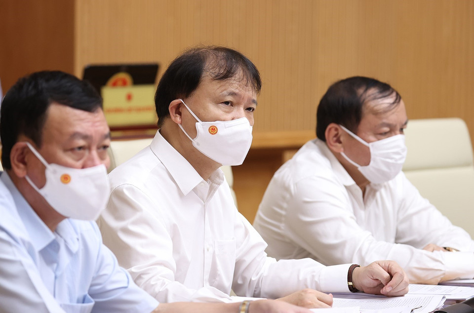 Các Bộ trưởng, thành viên Chính phủ tham dự Phiên họp Chính phủ thường kỳ tháng 5. (Ảnh: Dương Giang/TTXVN)