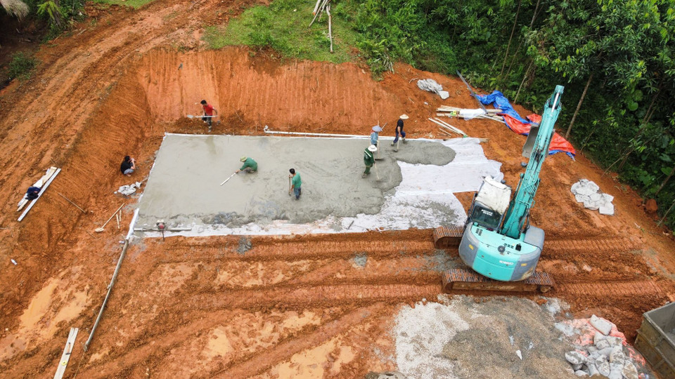 Mặt nền đã sẵn sàng xây dựng. (Ảnh: Hoàng Hiếu/TTXVN)