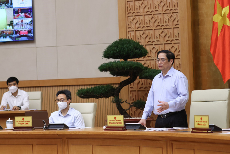 Thủ tướng Phạm Minh Chính chủ trì Hội nghị trực tuyến toàn quốc Chính phủ với các địa phương về công tác quy hoạch. (Ảnh: Dương Giang/TTXVN)
