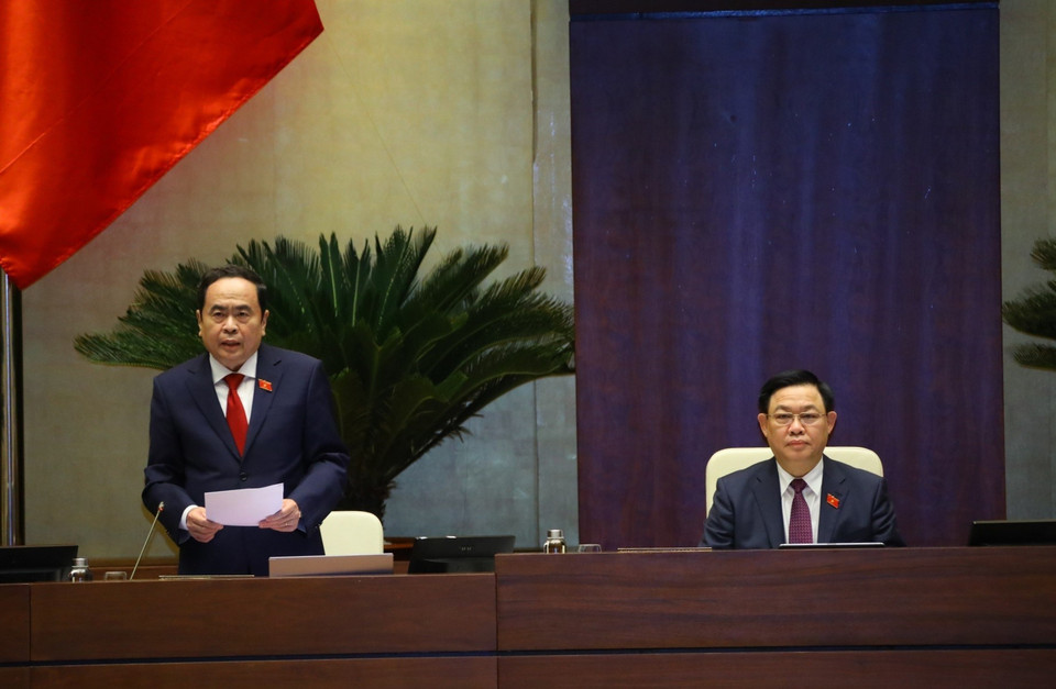 Phó Chủ tịch Thường trực Quốc hội Trần Thanh Mẫn điều hành phiên họp. (Ảnh: Văn Điệp/TTXVN)