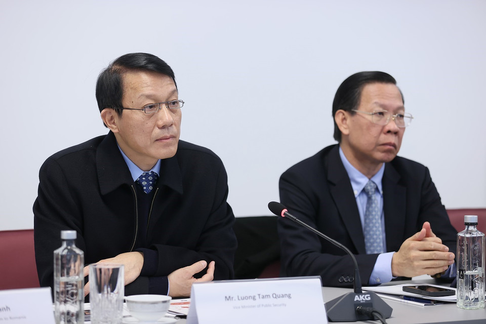Thứ trưởng Bộ Công an Lương Tam Quang phát biểu. (Ảnh: Dương Giang/TTXVN)