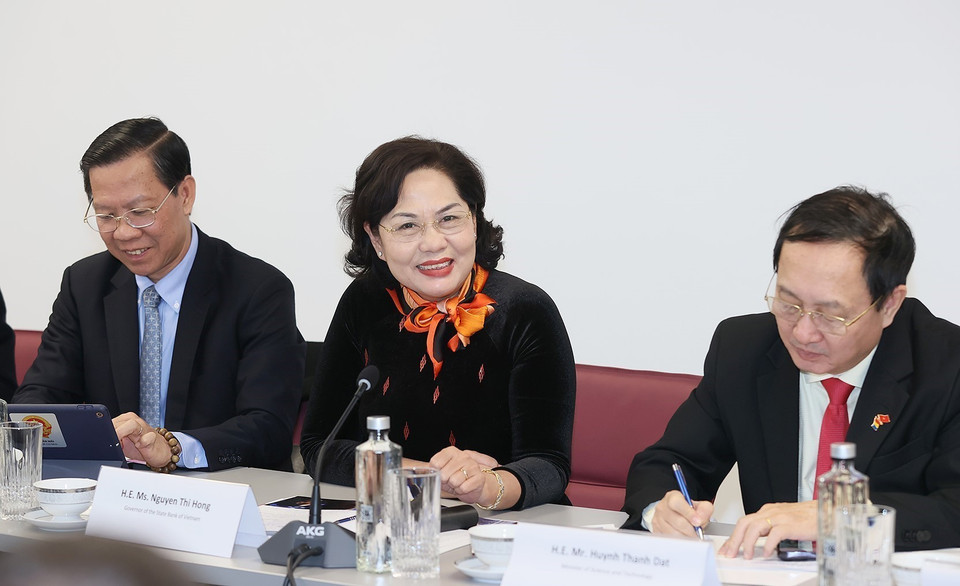 Thống đốc Ngân hàng Nhà nước Việt Nam Nguyễn Thị Hồng phát biểu. (Ảnh: Dương Giang/TTXVN)