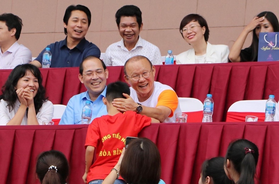 HLV Park Hang Seo tại buổi giao lưu. (Ảnh: Trung Kiên/TTXVN)