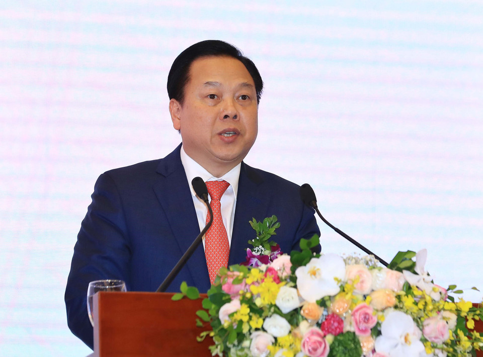 Ông Nguyễn Hoàng Anh, Ủy viên Trung ương Đảng, Chủ tịch Ủy ban Quản lý vốn nhà nước tại doanh nghiệp phát biểu. (Ảnh: Thống Nhất/TTXVN)