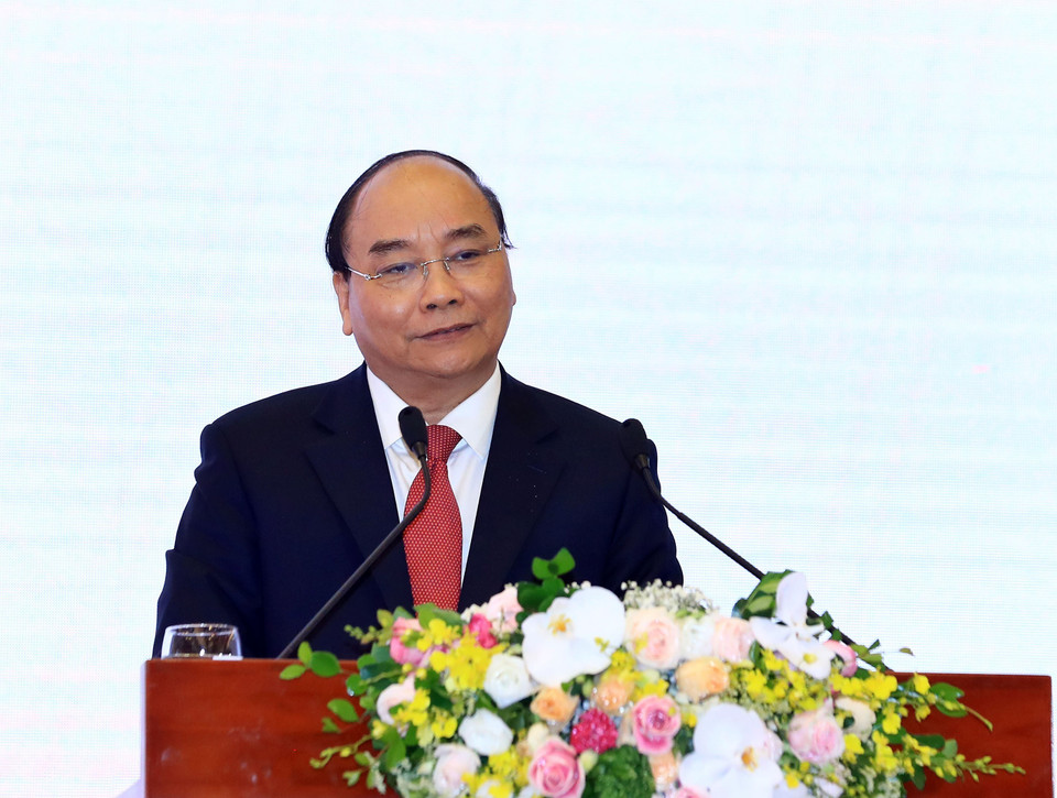 Thủ tướng Nguyễn Xuân Phúc phát biểu tại buổi lễ. (Ảnh: Thống Nhất/TTXVN)