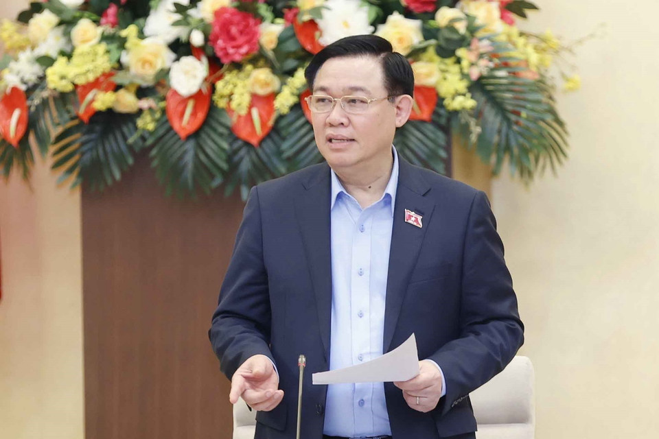 Chủ tịch Quốc hội Vương Đình Huệ phát biểu. (Ảnh: Doãn Tấn/TTXVN)