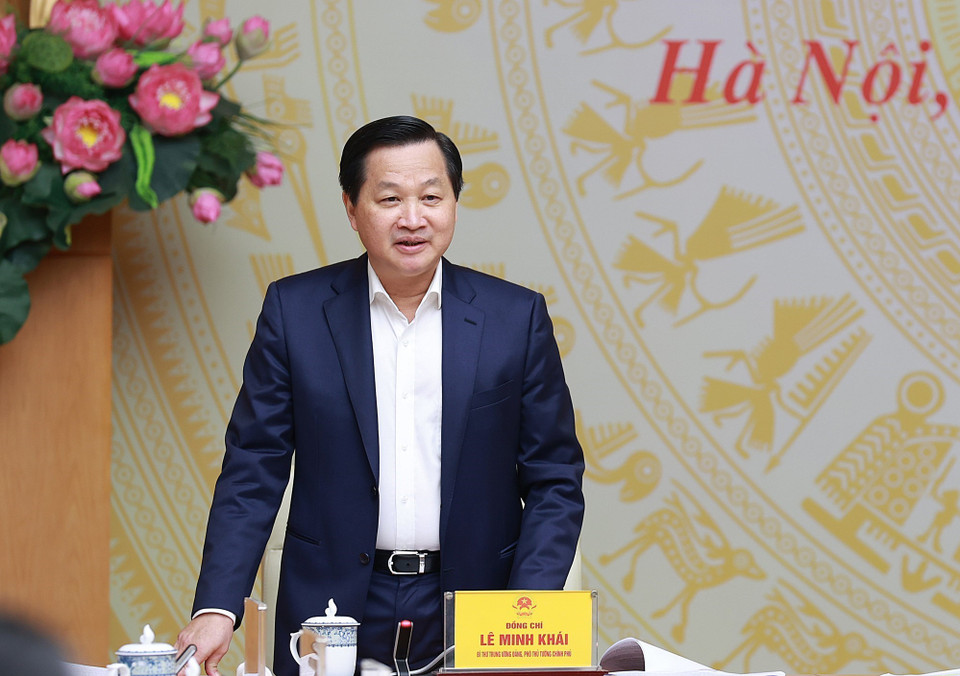 Phó Thủ tướng Lê Minh Khái điều hành thảo luận. (Ảnh: Dương Giang/TTXVN)