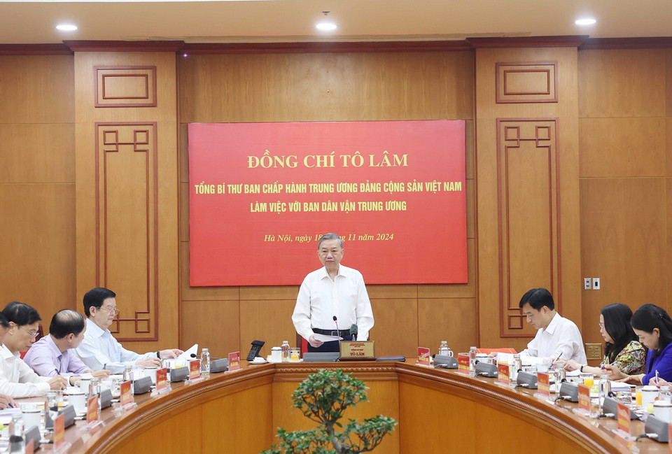 Tổng Bí thư Tô Lâm phát biểu chỉ đạo. (Ảnh: Thống Nhất/TTXVN)