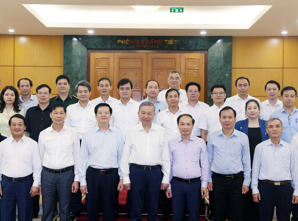 Tổng Bí thư Tô Lâm và các đại biểu. (Ảnh: Thống Nhất/TTXVN)