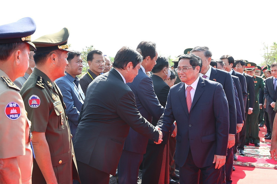 Thủ tướng Phạm Minh Chính dự lễ kỷ niệm 45 năm Con đường tiến tới đánh đổ chế độ diệt chủng Pol Pot. (Ảnh: Dương Giang/TTXVN)