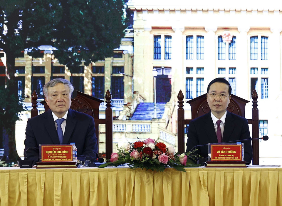 Chủ tịch nước Võ Văn Thưởng chủ trì buổi làm việc. (Ảnh: Thống Nhất/TTXVN)