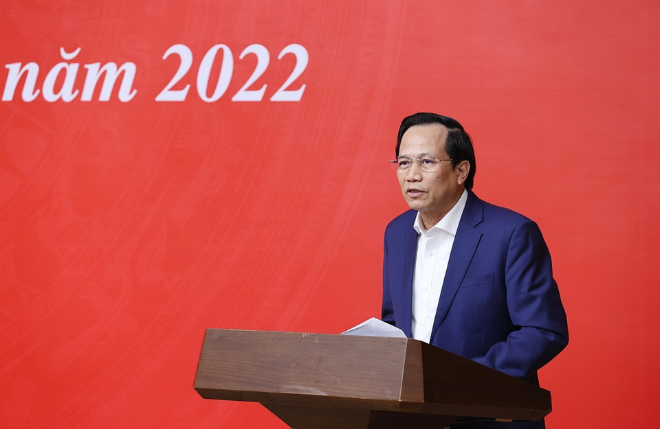 Bộ trưởng Bộ Lao động, Thương binh và Xã hội Đào Ngọc Dung phát biểu. (Ảnh: Dương Giang/TTXVN)