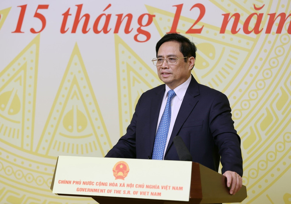 Thủ tướng Phạm Minh Chính phát biểu. (Ảnh: Dương Giang/TTXVN)