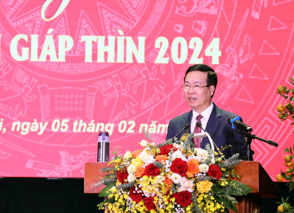 Chủ tịch nước Võ Văn Thưởng phát biểu. (Ảnh: Thống Nhất/TTXVN)