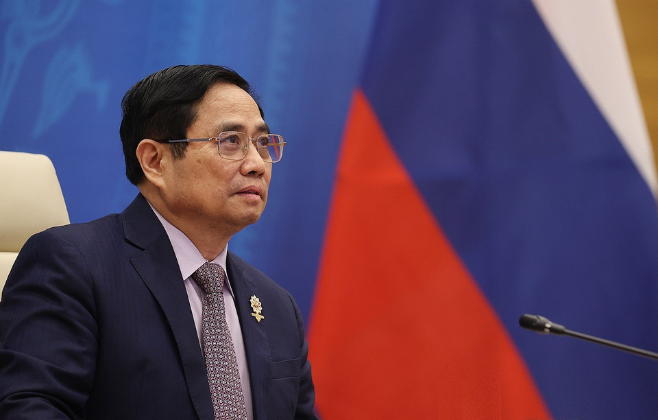 Thủ tướng Phạm Minh Chính tham dự và phát biểu tại Hội nghị cấp cao ASEAN-Nga lần thứ 4. (Ảnh: Dương Giang/TTXVN)