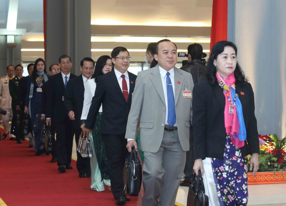 Các đại biểu đến dự phiên họp sáng 30/1. (Ảnh: TTXVN)