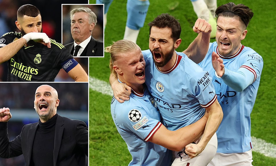 Manchester City đánh bại Real Madrid 4-0 ở lượt về, để giành vé chung kết với tổng tỷ số 5-1. (Nguồn: Daily Mail)