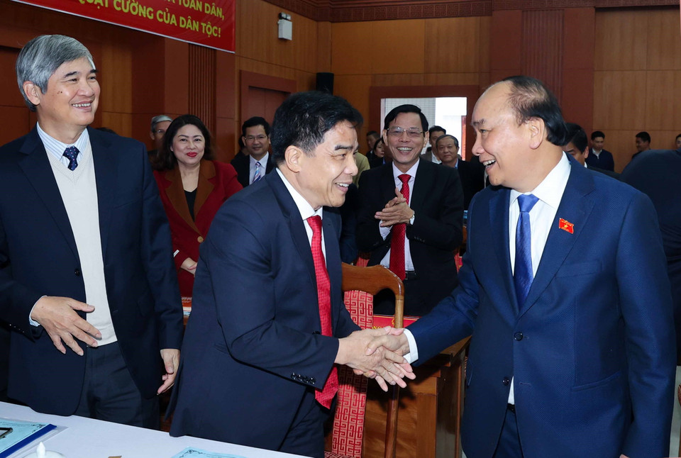 Thủ tướng Nguyễn Xuân Phúc và các đại biểu. (Ảnh: Thống Nhất/TTXVN)