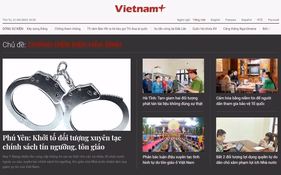 Chuyên mục Chống diễn biến hòa bình của báo điện tử VietnamPlus là một trong nhiều đề án thông tin mang tầm chiến lược của Thông tấn xã Việt Nam nhằm phục vụ bảo vệ nền tảng tư tưởng của Đảng, chủ quyền biên giới, biển, đảo quốc gia, phản bác các quan điểm sai trái của các thế lực thù địch. (Nguồn: TTXVN)