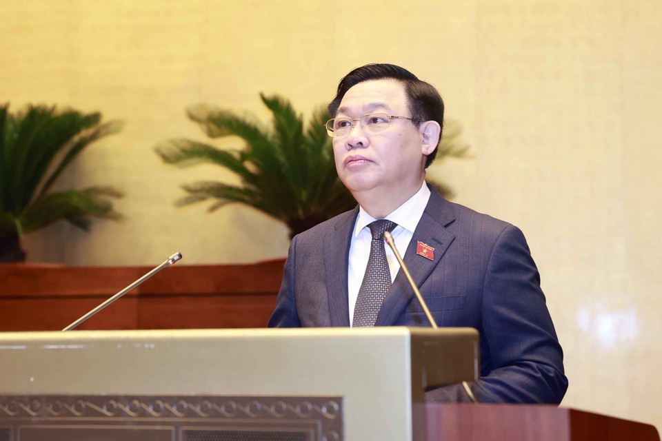 Chủ tịch Quốc hội Vương Đình Huệ phát biểu khai mạc. (Ảnh: Doãn Tấn/TTXVN)