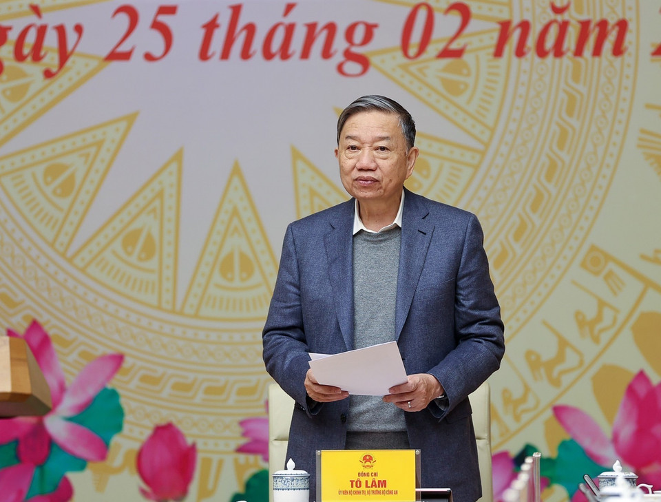 Bộ trưởng Bộ Công an Tô Lâm phát biểu. (Ảnh: Dương Giang/TTXVN)