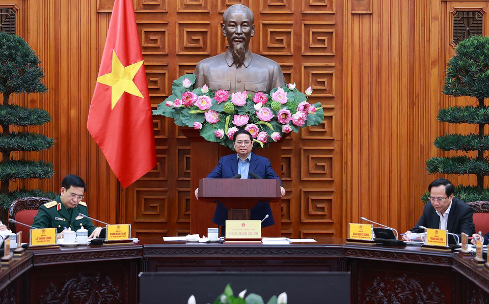 Thủ tướng Phạm Minh Chính, Trưởng Ban Chỉ đạo kết luận phiên họp. (Ảnh: Dương Giang/TTXVN)