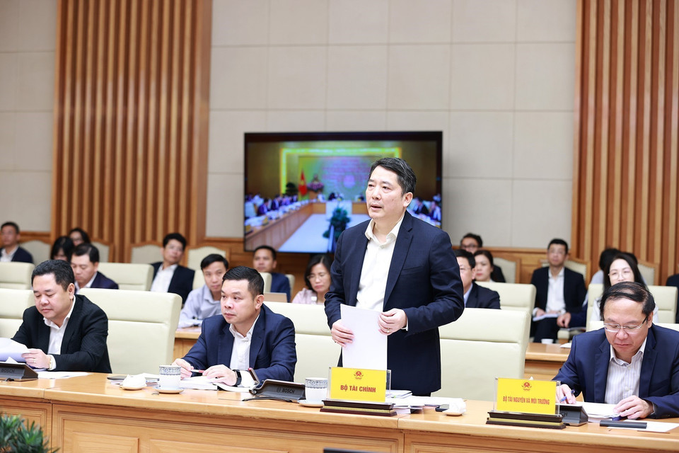 Thứ trưởng Bộ Tài chính Cao Anh Tuấn phát biểu. (Ảnh: Dương Giang/TTXVN)