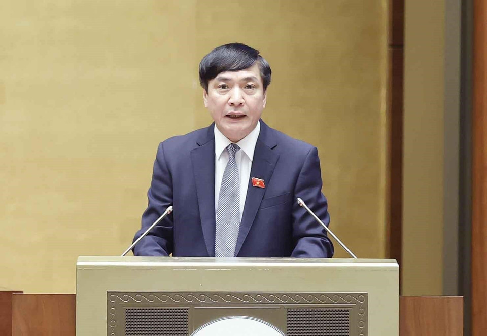 Tổng thư ký Quốc hội, Chủ nhiệm Văn phòng Quốc hội Bùi Văn Cường phát biểu. (Ảnh: Doãn Tấn/TTXVN)
