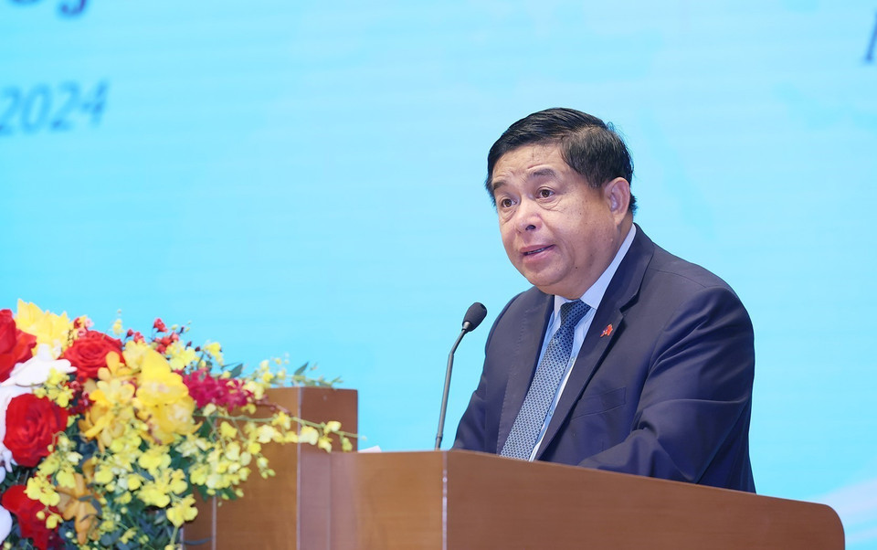 Bộ trưởng Bộ Kế hoạch và Đầu tư Nguyễn Chí Dũng phát biểu khai mạc hội nghị. (Ảnh: Dương Giang/TTXVN)