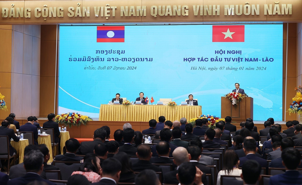 Hội nghị hợp tác đầu tư Việt Nam-Lào 2024. Ảnh: Dương Giang-TTXVN