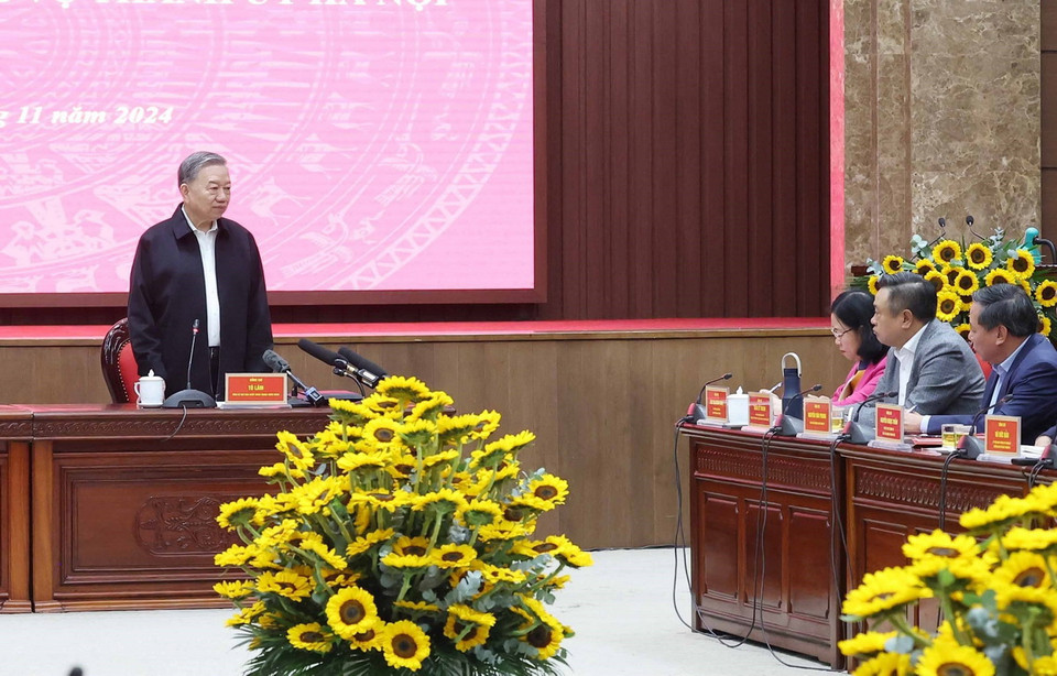 Tổng Bí thư Tô Lâm phát biểu chỉ đạo. (Ảnh: Thống Nhất/ TTXVN)