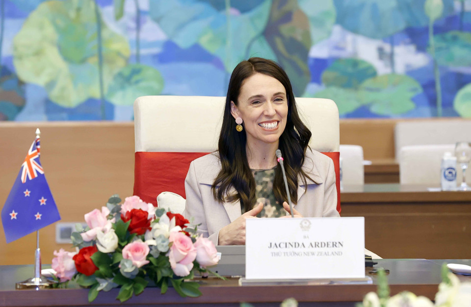 Thủ tướng New Zealand Jacinda Ardern phát biểu. (Ảnh: Doãn Tấn/TTXVN)