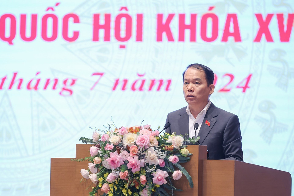 Chủ nhiệm Ủy ban Pháp luật của Quốc hội Hoàng Thanh Tùng phát biểu. (Ảnh: Dương Giang/TTXVN)