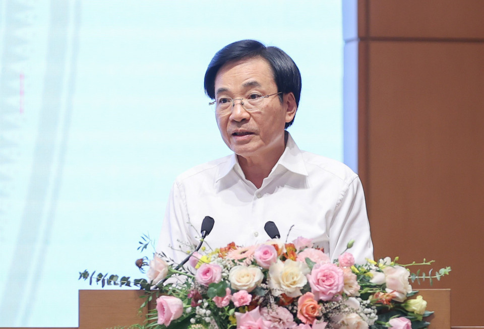Bộ trưởng, Chủ nhiệm Văn phòng Chính phủ Trần Văn Sơn phát biểu. (Ảnh: Dương Giang/TTXVN)